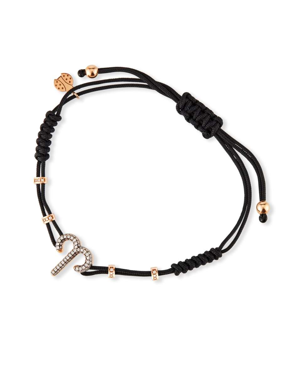 18k Pink Gold Diamond Aries Pull-Cord Bracelet